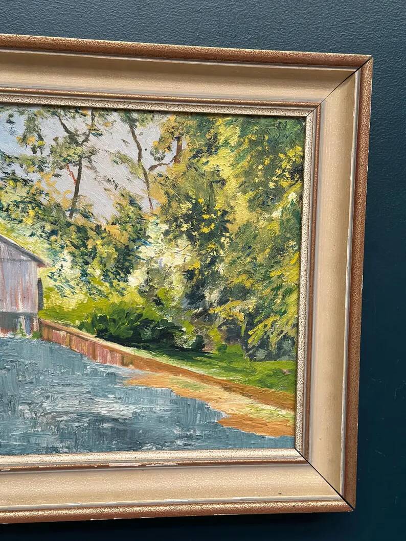 Original Swedish Oil on Canvas – "Cascade" – Signed – Vintage and Framed – 53 × 68.5 cm (20.9" × 27")