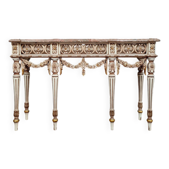 Louis XVI style console in lacquered and gilded wood twentieth century