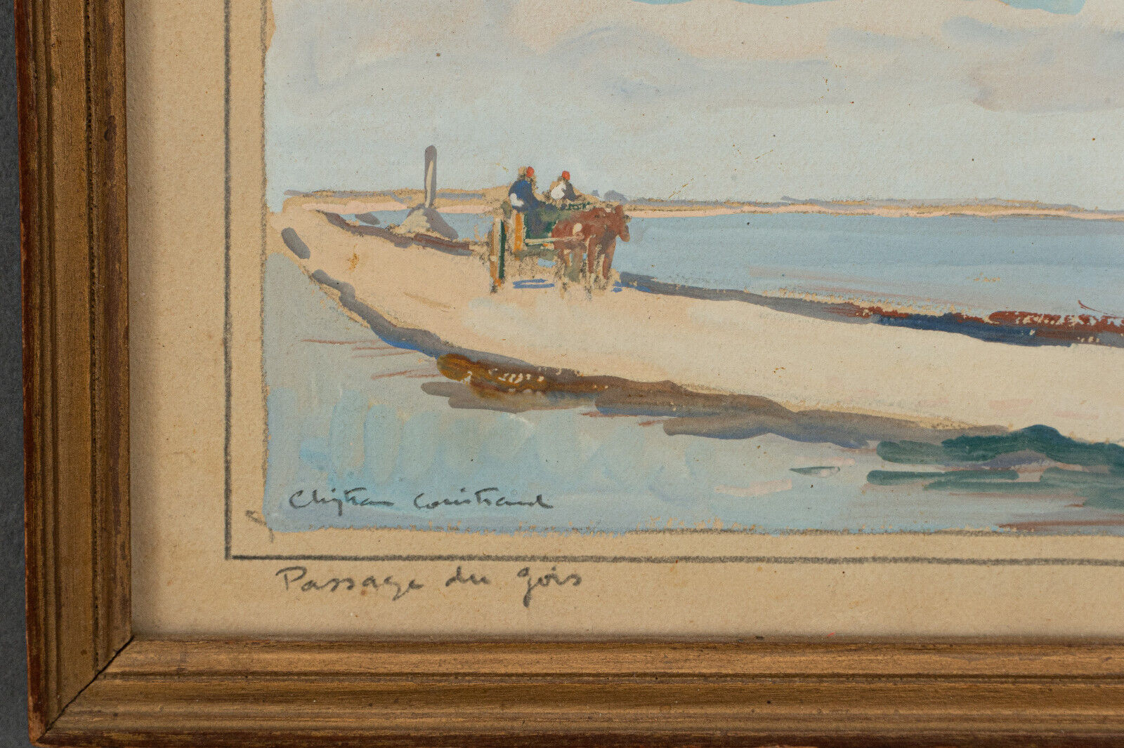 Watercolor on paper Christian Couillaud Noirmoutier The Passage of the Twentieth Gois
