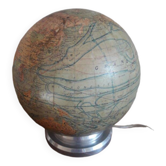 J.Forest illuminated terrestrial globe mid 20th century