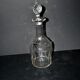 Vintage bistro carafe in cut glass with flat ribs H33cm