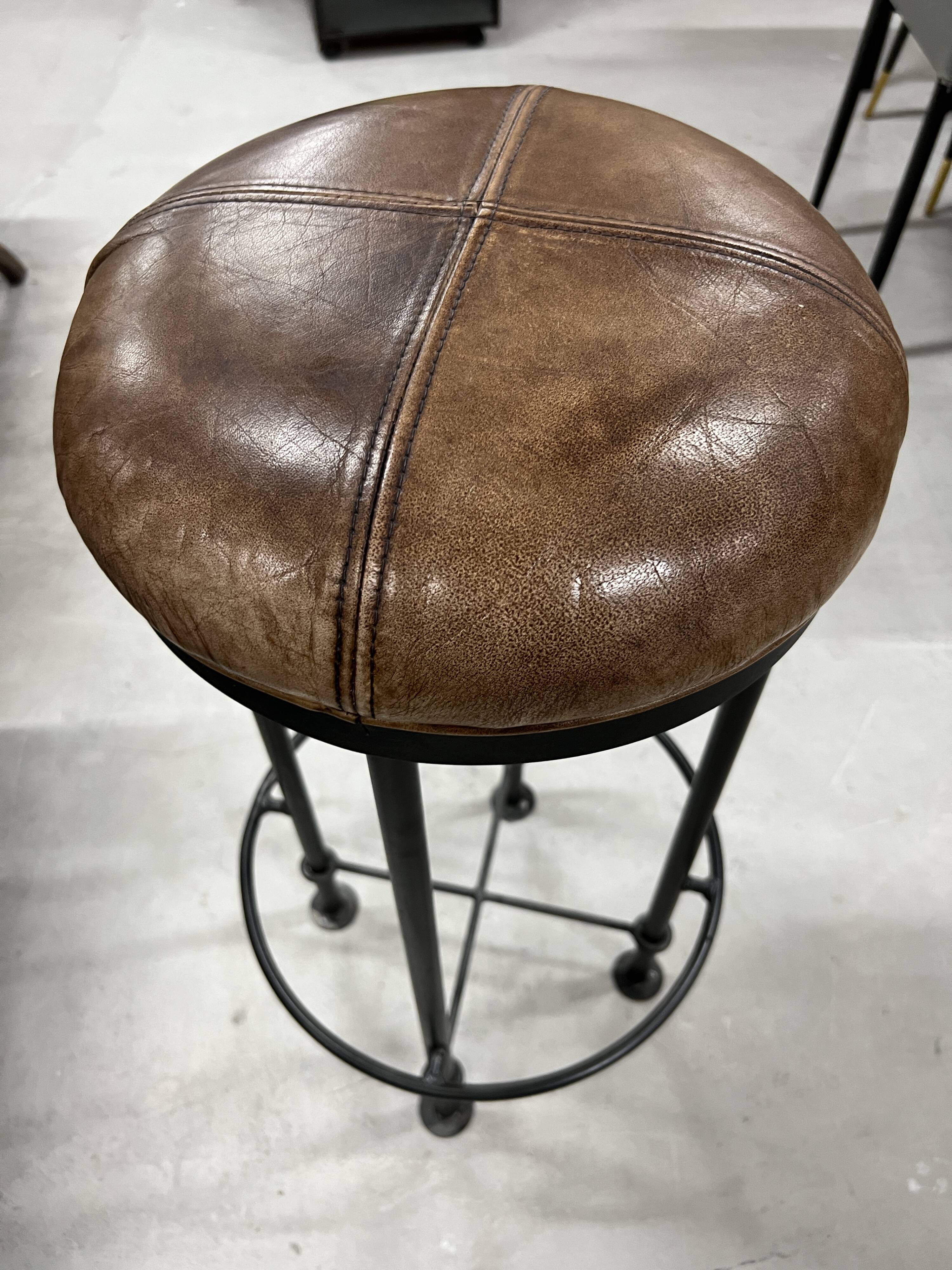 Industrial bar stool and beige leather