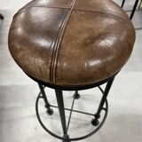 Industrial bar stool and beige leather