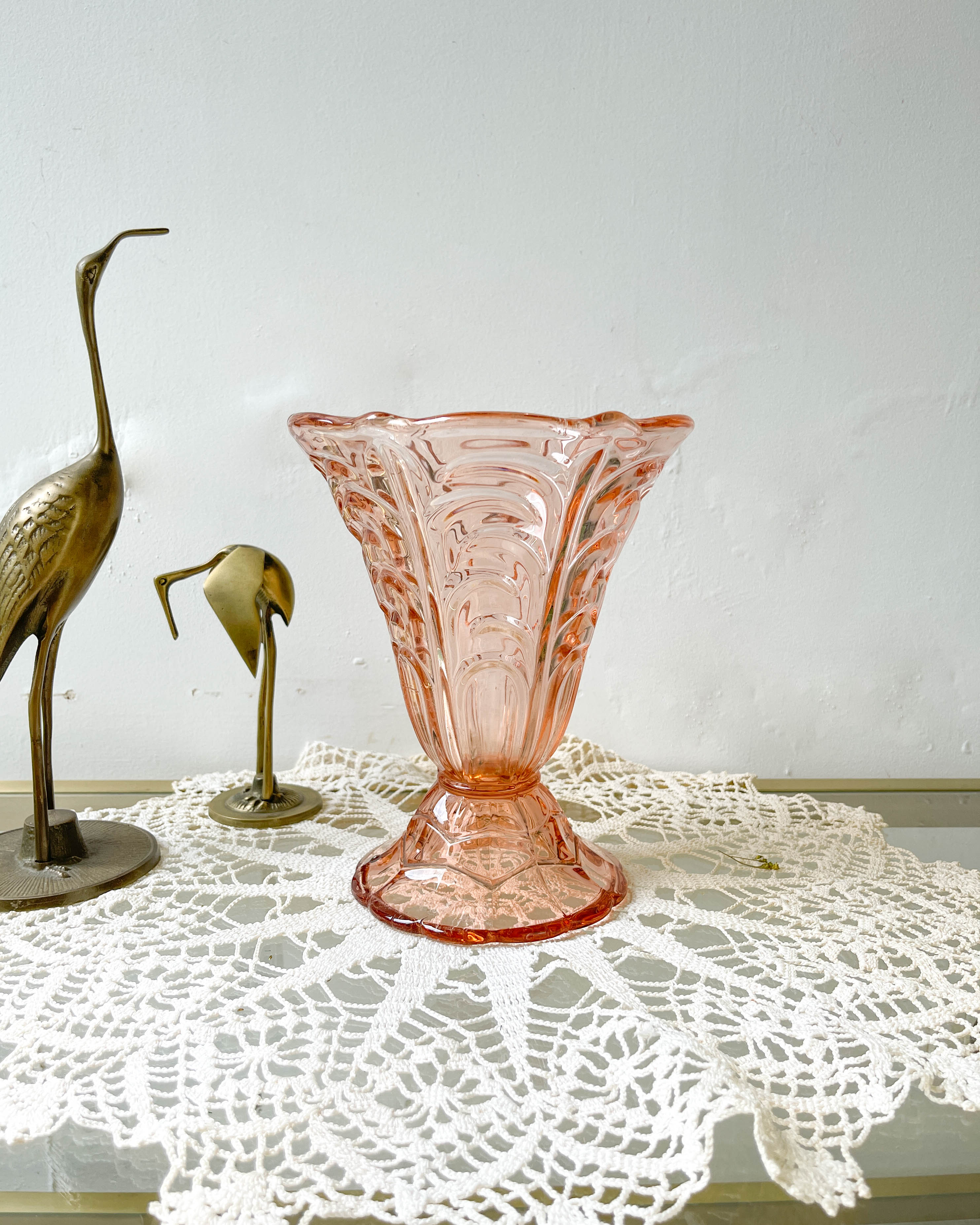 Vintage Art Deco style pink glass vase