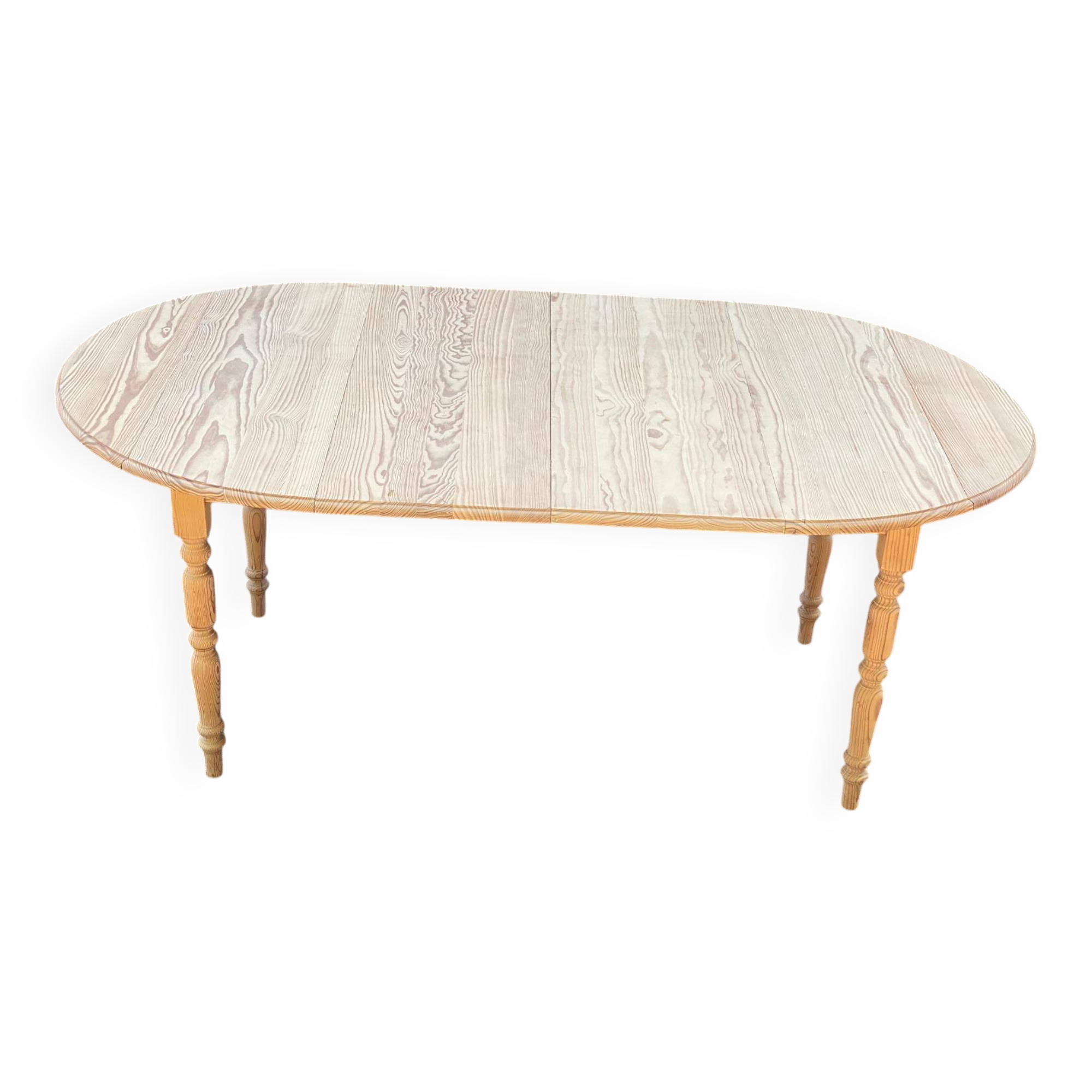 Louis Philippe extendable round dining table with shutters, renovated pine, 190cm