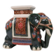 Large vintage ceramic elephant in glazed finish, stool or side table.