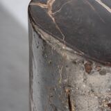 Side table in black petrified wood with light streaks h: 27,5cm d:18,5cm