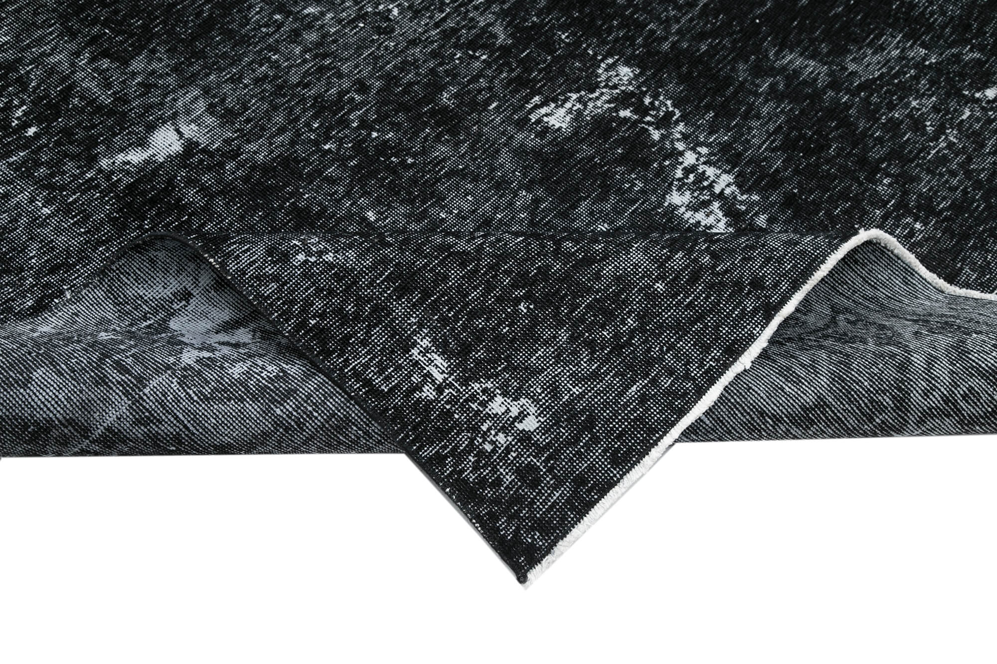 Handmade oriental overdyed 292 cm x 383 cm black wool carpet