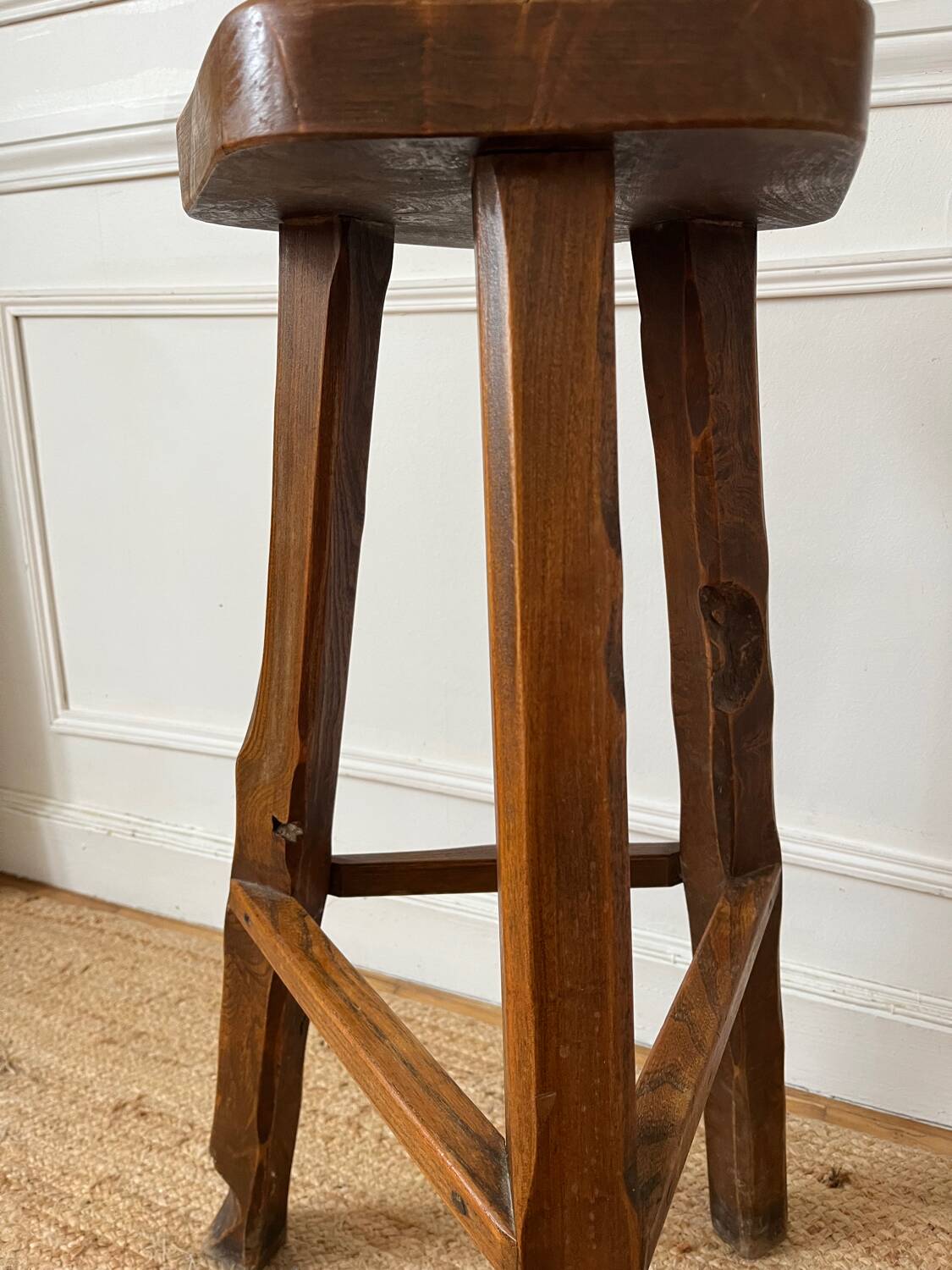 High stool in elm by Olavi Hanninen