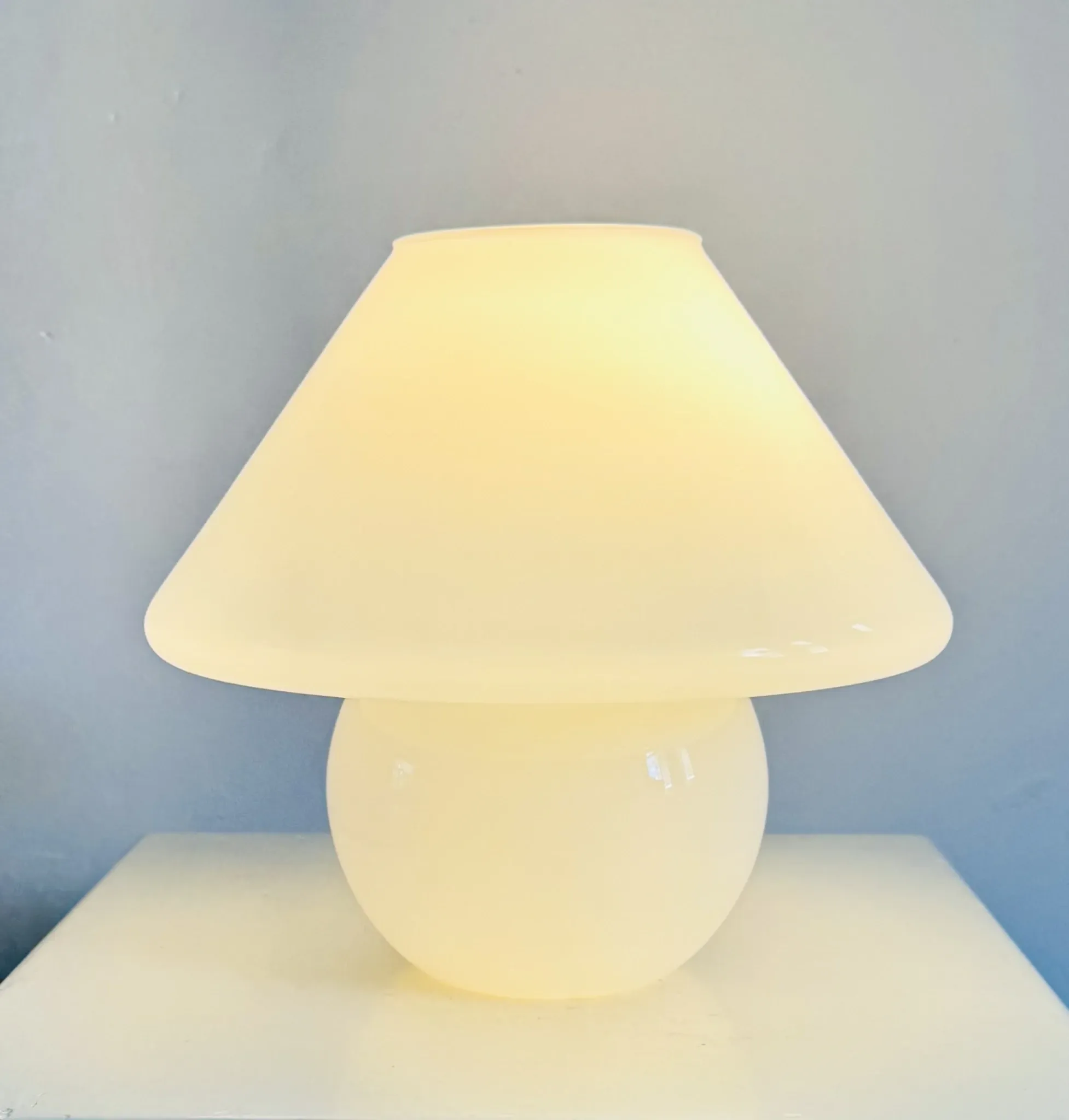 Opaline Mushroom Table Lamp By Paolo Venini For Murano, Italy, 1970S