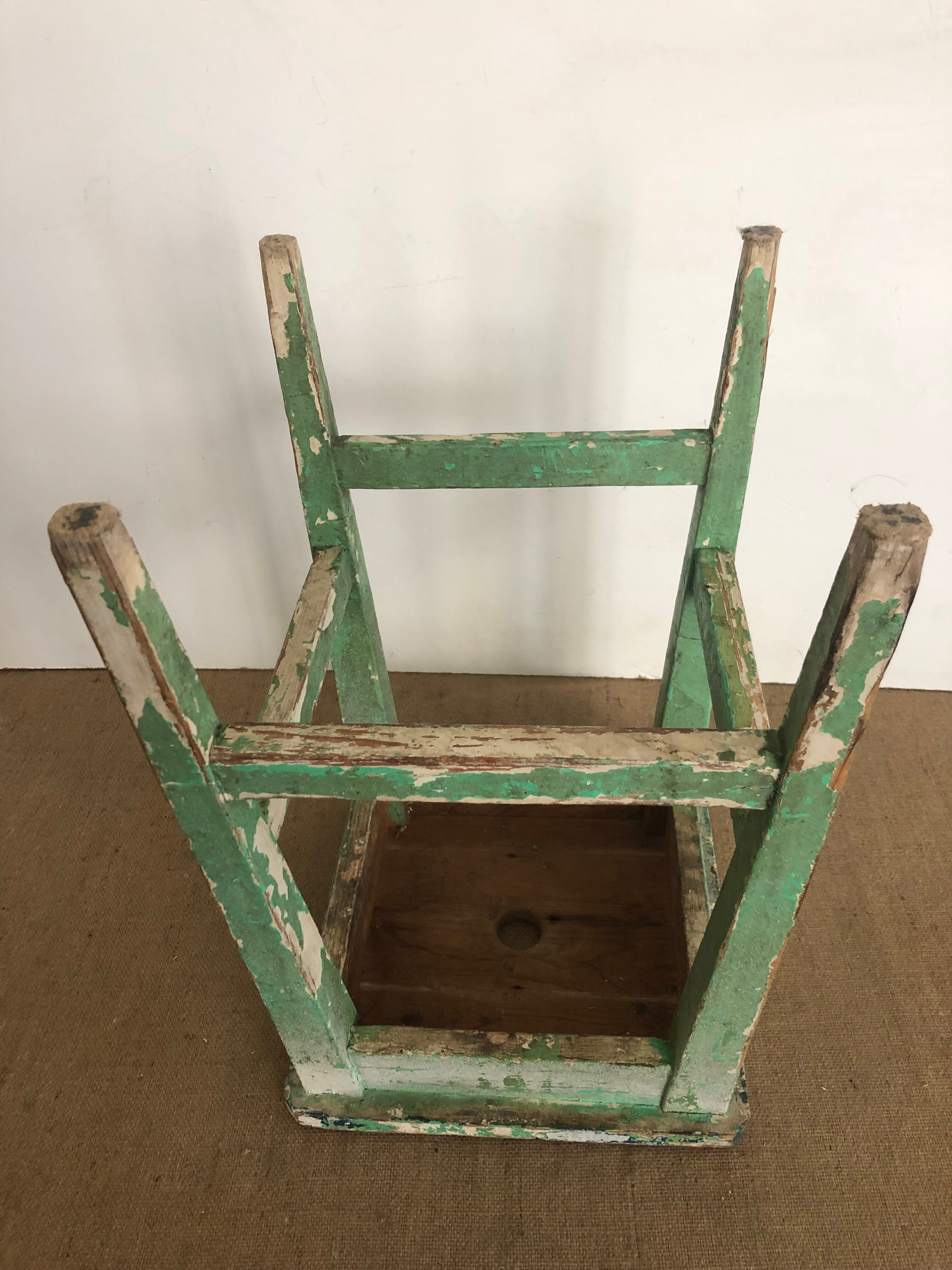 Old stool, green, wabi-sabi