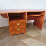 Elegant, functional Gautier desk - Large drop-leaf top - 2 drawers - Sliding shelf - 1990s