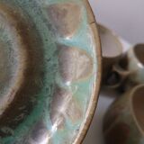 Service box enamelled stoneware coffee cups, pierrefonds 1950