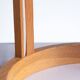 Bent oak wood table lamp with orange glass shade