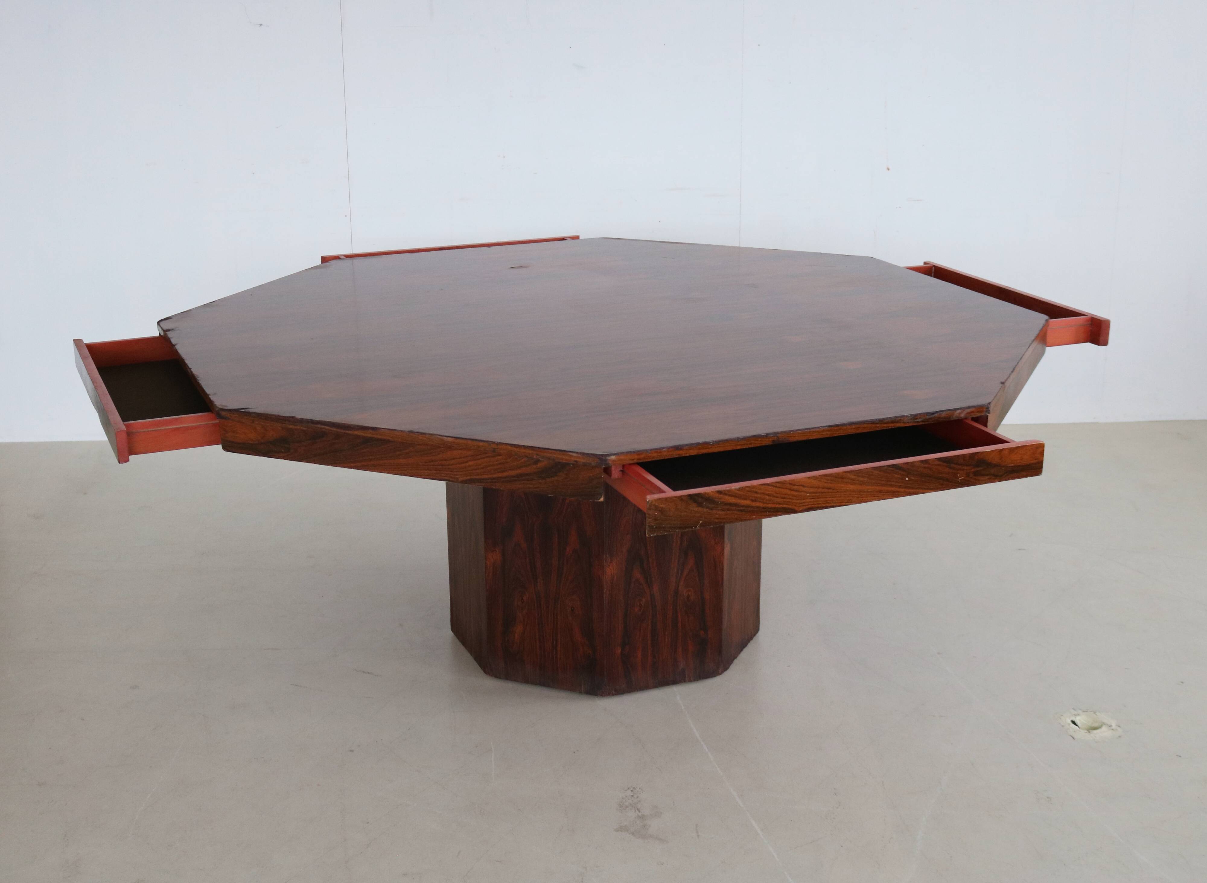Octagonal dining ore conference table with drawers