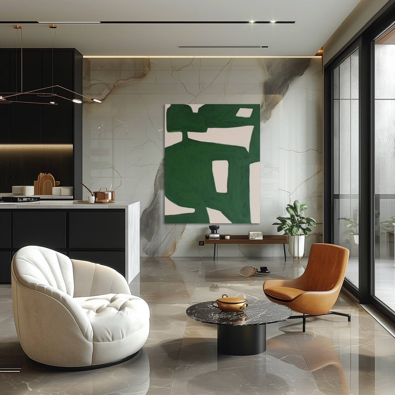 Abstract minimalist Organic green by Bodasca