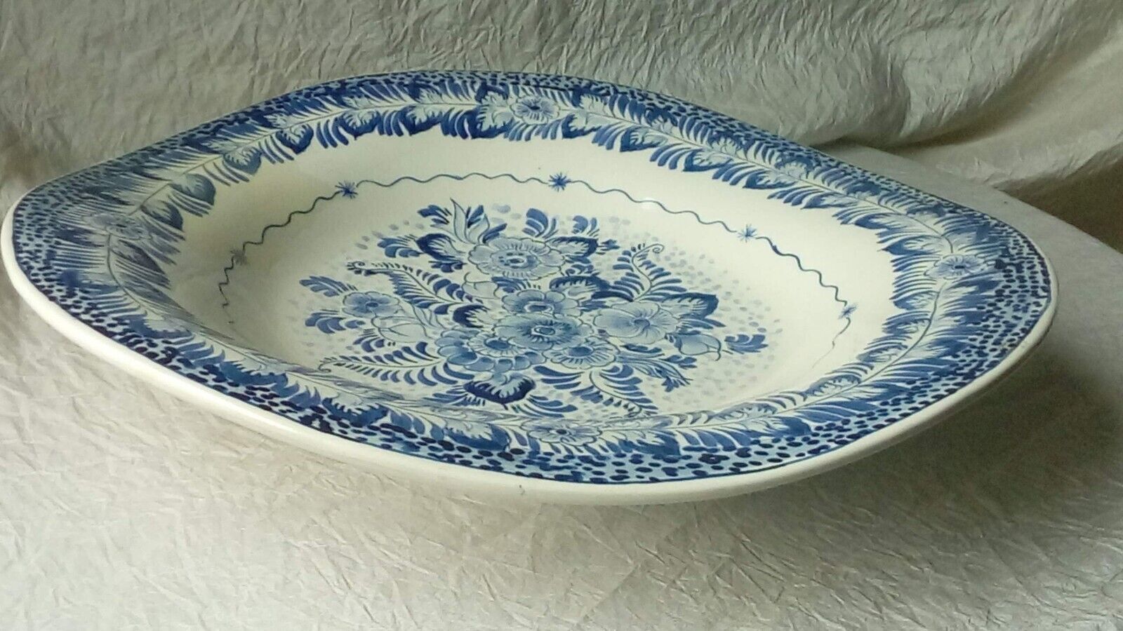 Plat en faience modele ondule de delft blauw hollande