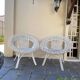 Fauteuil vintage en rotin blanc