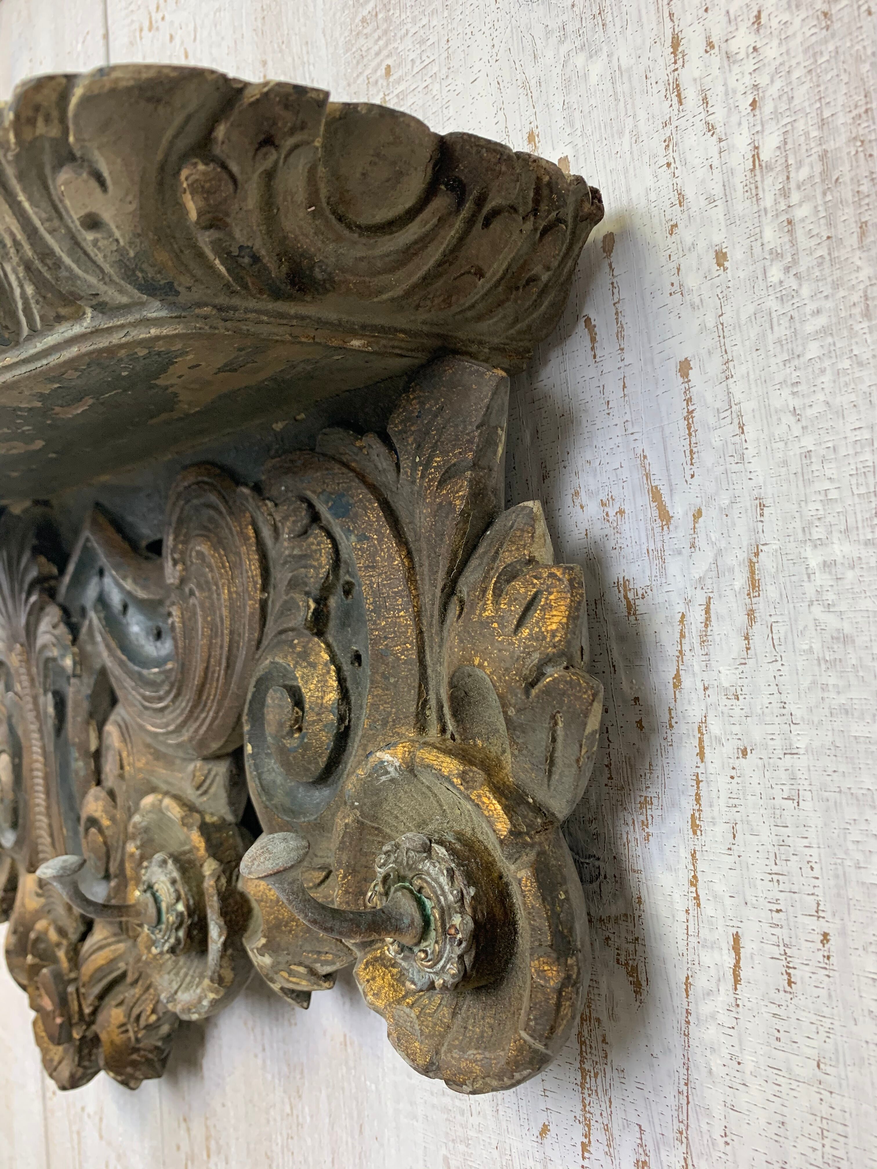 Old gilded wood coats holder