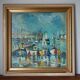 Oil painting on panel Alain Duperay port Breton, arrival of the fishermen