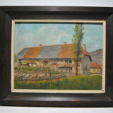 Painting landscape countryside farm Hery Yonne Bourgogne-Franche-Comté