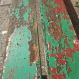 Ancien banc d' école patine vert rouge