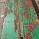 Former school bench patina green red