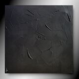 Tableau peinture abstraite minimaliste monochrome noir