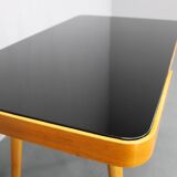 1960s Beech Coffee Table with Glass Top , Czechoslovakia