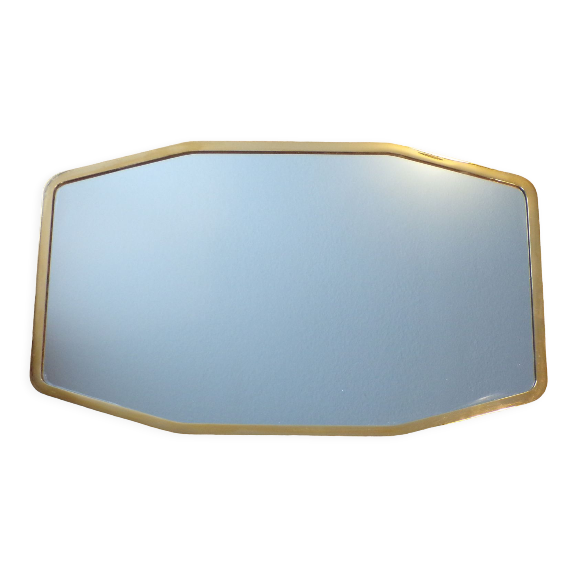 Mirror 1950 octagonal brass frame 41x70cm