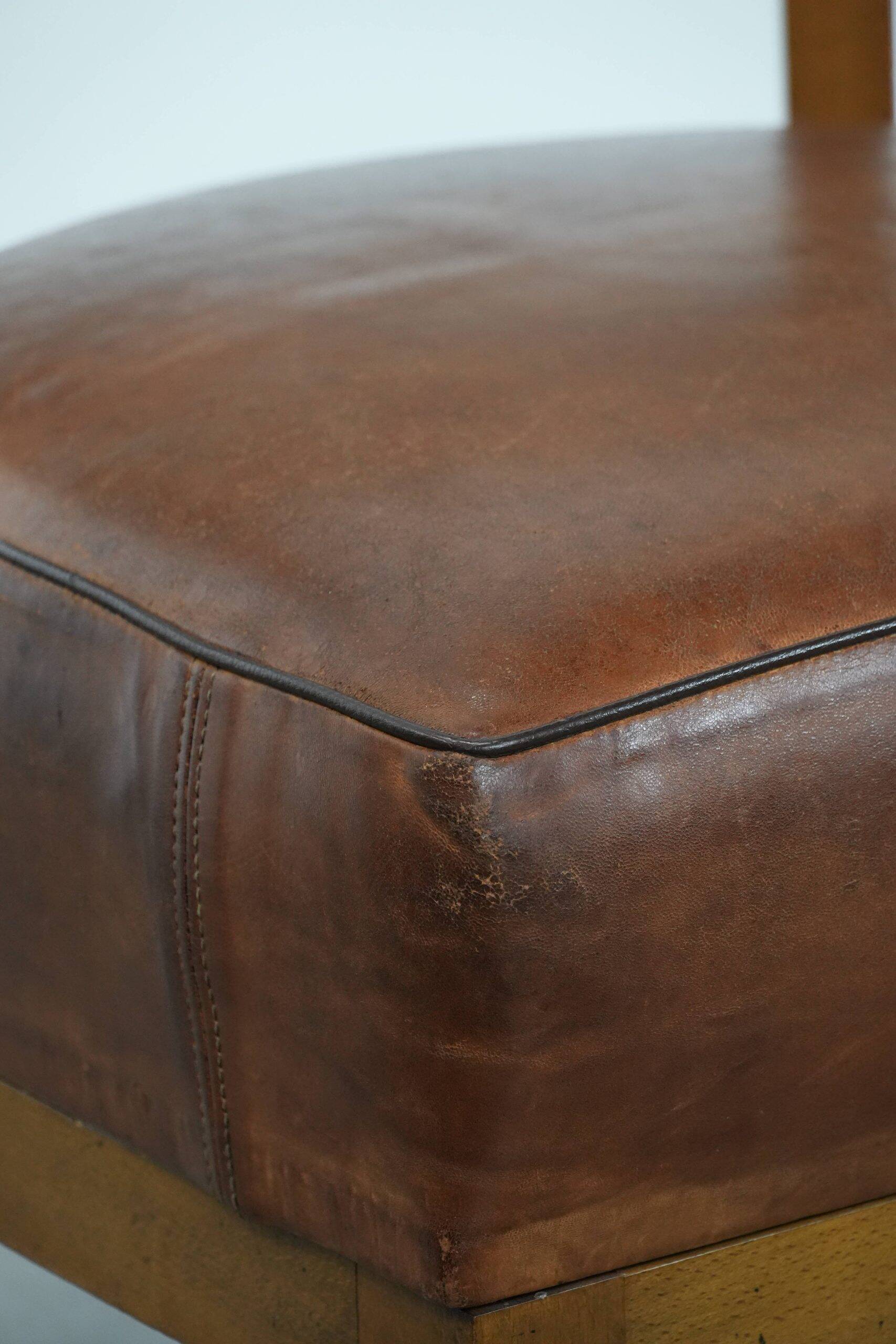 Set of 2 vintage design cocktail chairs/armchairs made of sheepskin leather