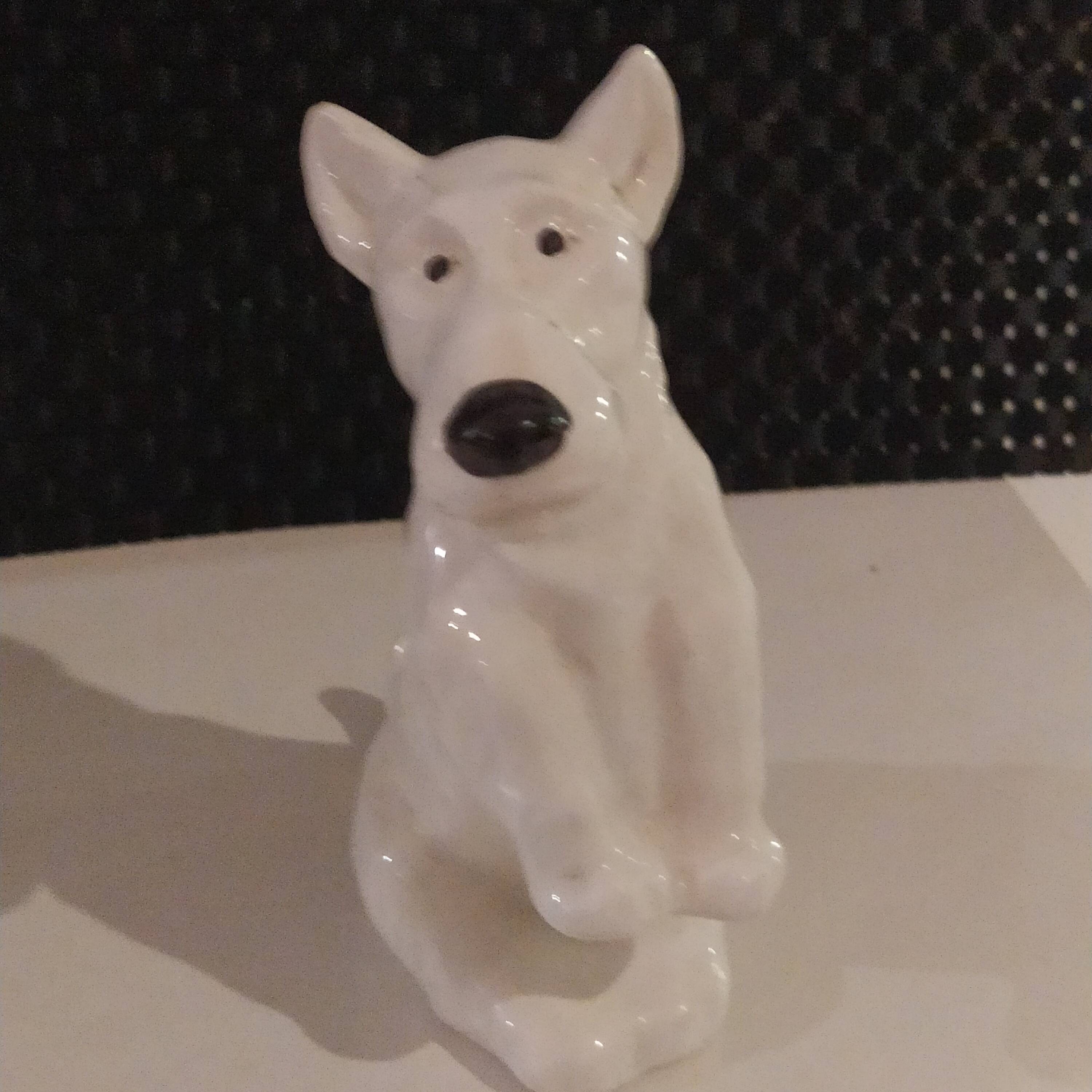 small ceramic fox terrier dog Sargemines 1930/1940
