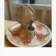 4 Glasses / Cups in translucent pink glass