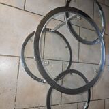 Modular aluminum coffee table and 4 glass shelves, h38x45x unfolded 120 pretty 70s style model