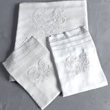 wedding set: sheet and 2 CS monogram pillowcases