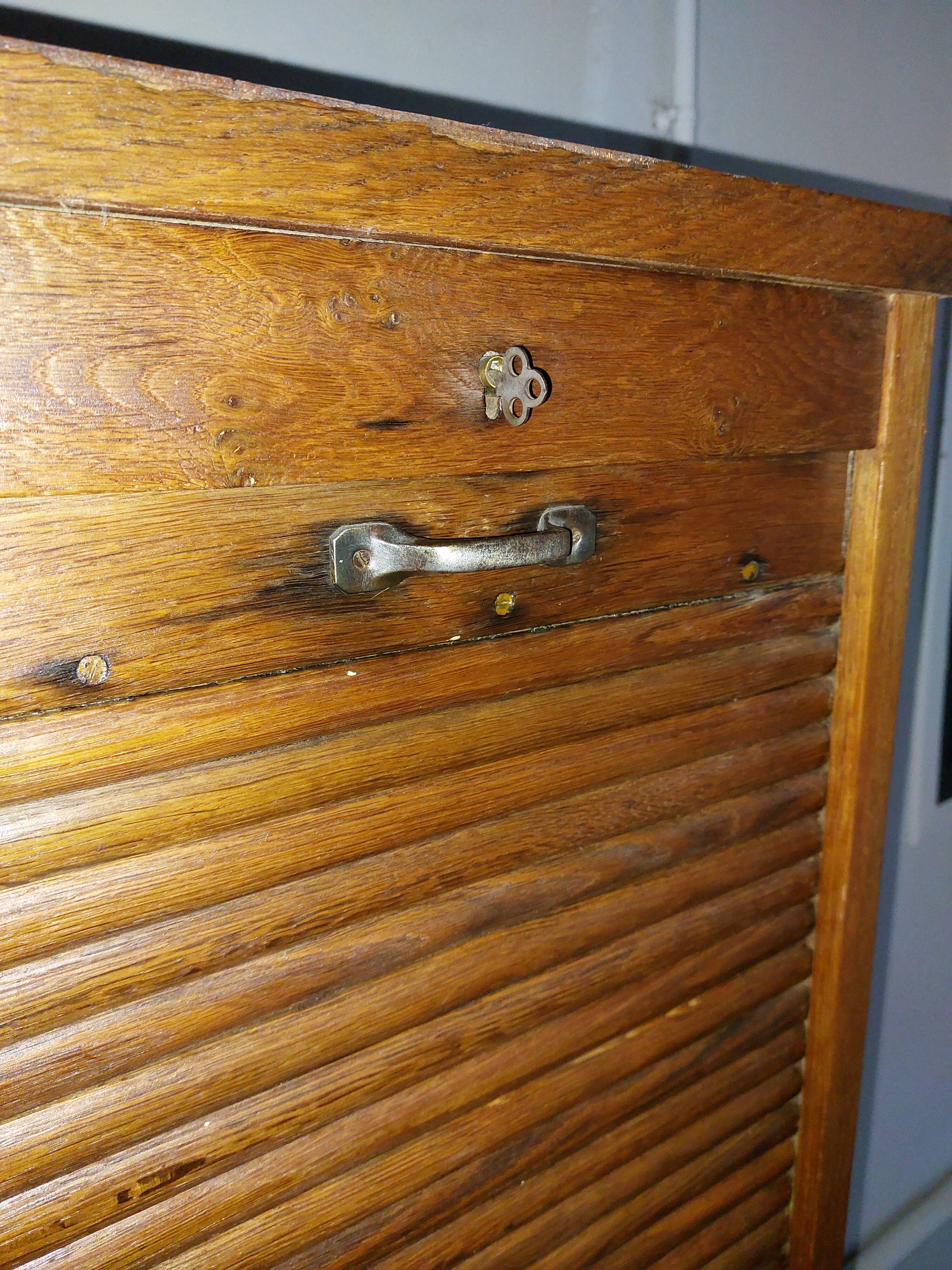 Vintage oak curtain filing cabinet (double)