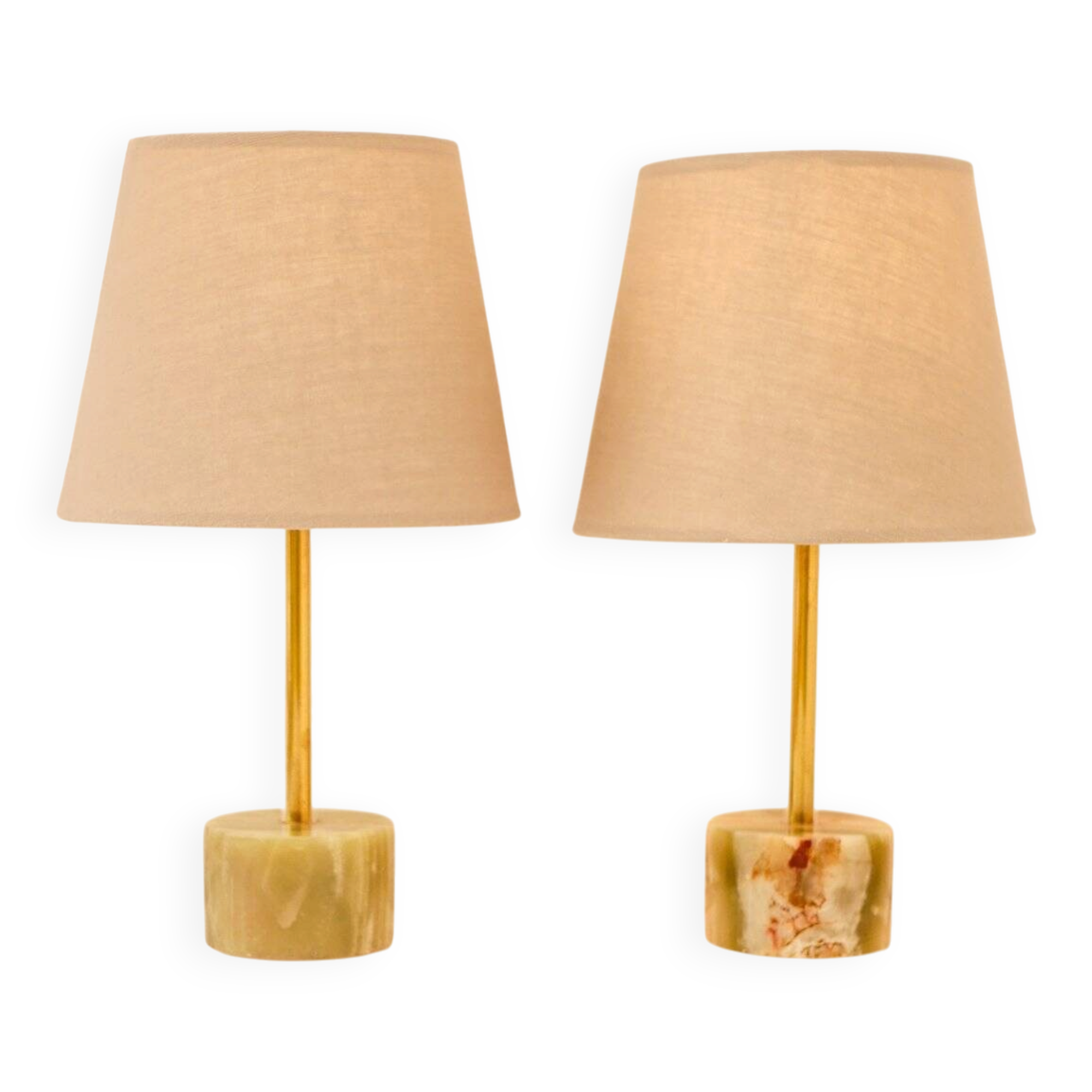Mid-century modern Italian onyx and brass table lamps, set of 2