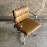 EA 208 camel leather armchair by Charles Eames for Herman miller