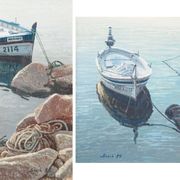Deux Études Encadrées de Bateaux de Pêche - Signées Bosch