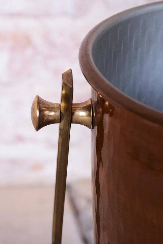 Art Deco Standing Champagne Cooler in Brass and Copper, France, 1920s