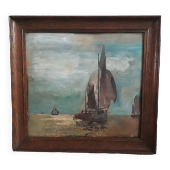 Old painting representing a marine scene