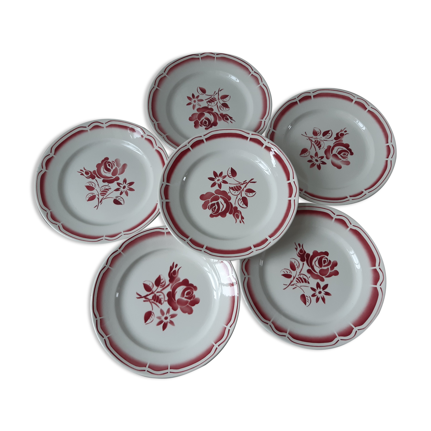 Set of 6 flat plates Badonviller years 20-30