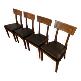 Ensemble 4 chaises bois et cuir