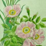 Pair of ancient lithographs of signed floral engravings to be identified