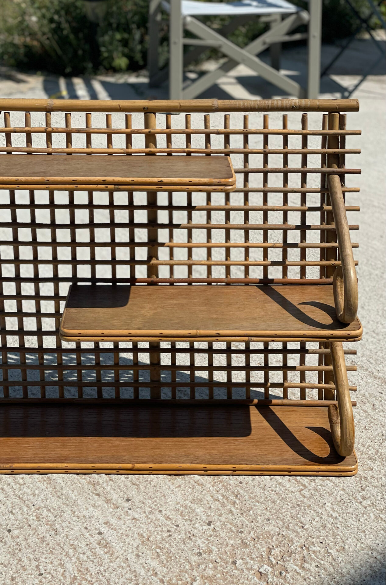 Vintage Rattan and Bamboo Wall Shelf – 1960s/70s