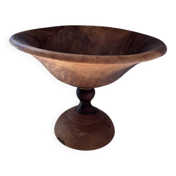 Coupe sur pied / Compotier artisanal en bois tourné (Bois d'olivier)
