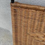 Black metal and rattan bed frame