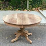 Table à manger ronde pied central extensible en chêne massif du 18ème 210