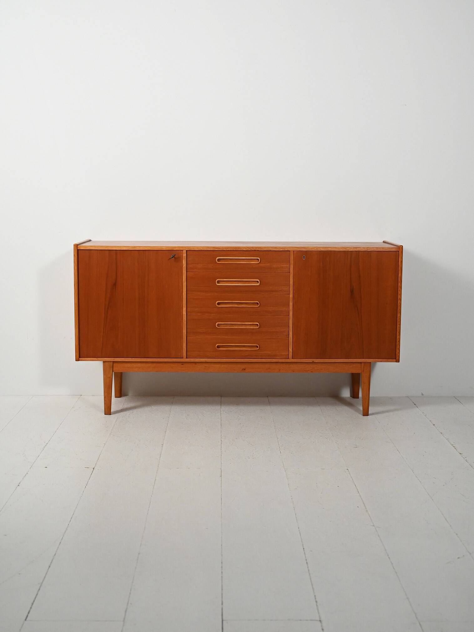 1950s Scandinavian sideboard with inlaid handles