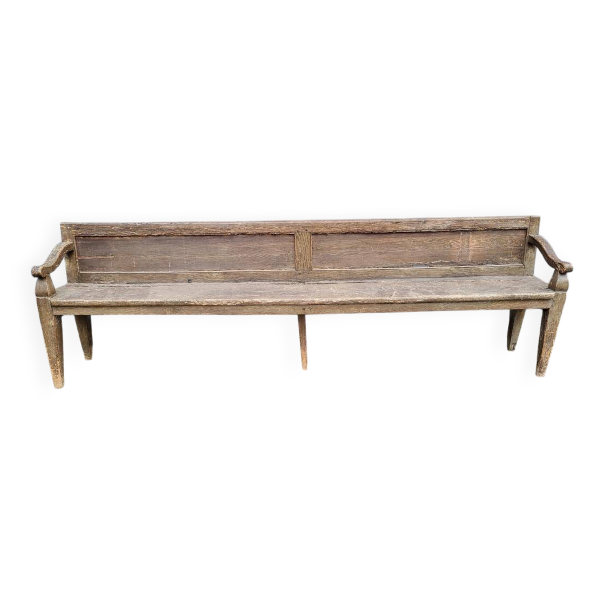 19th-century church pew, 245 cm long